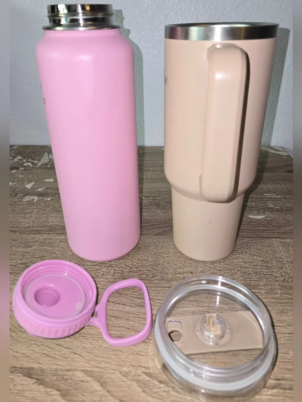 LOT of Stanley Tumbler Driftwood Tan & Takeya Bottle Pink 40 oz Stainless Steel - Picture 2 of 11